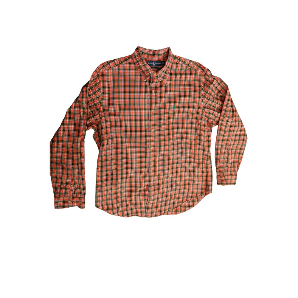 Ralph Lauren mens classic fit button down shirt size‎ XL orange green